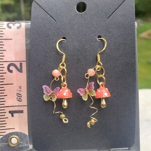 Cute mushroom butterfly earrings